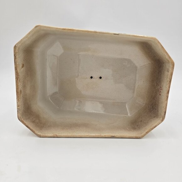 Vintage Ceramic Cheese Dish/ Butter Dish Floral Bird Design Blue Lined England - Picture 7 of 13